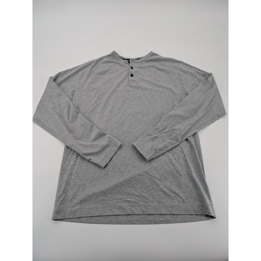 PUBLIC‎ REC Long Sleeve Henley Tee Shirt Pullover Men's sz-Large Light Gray